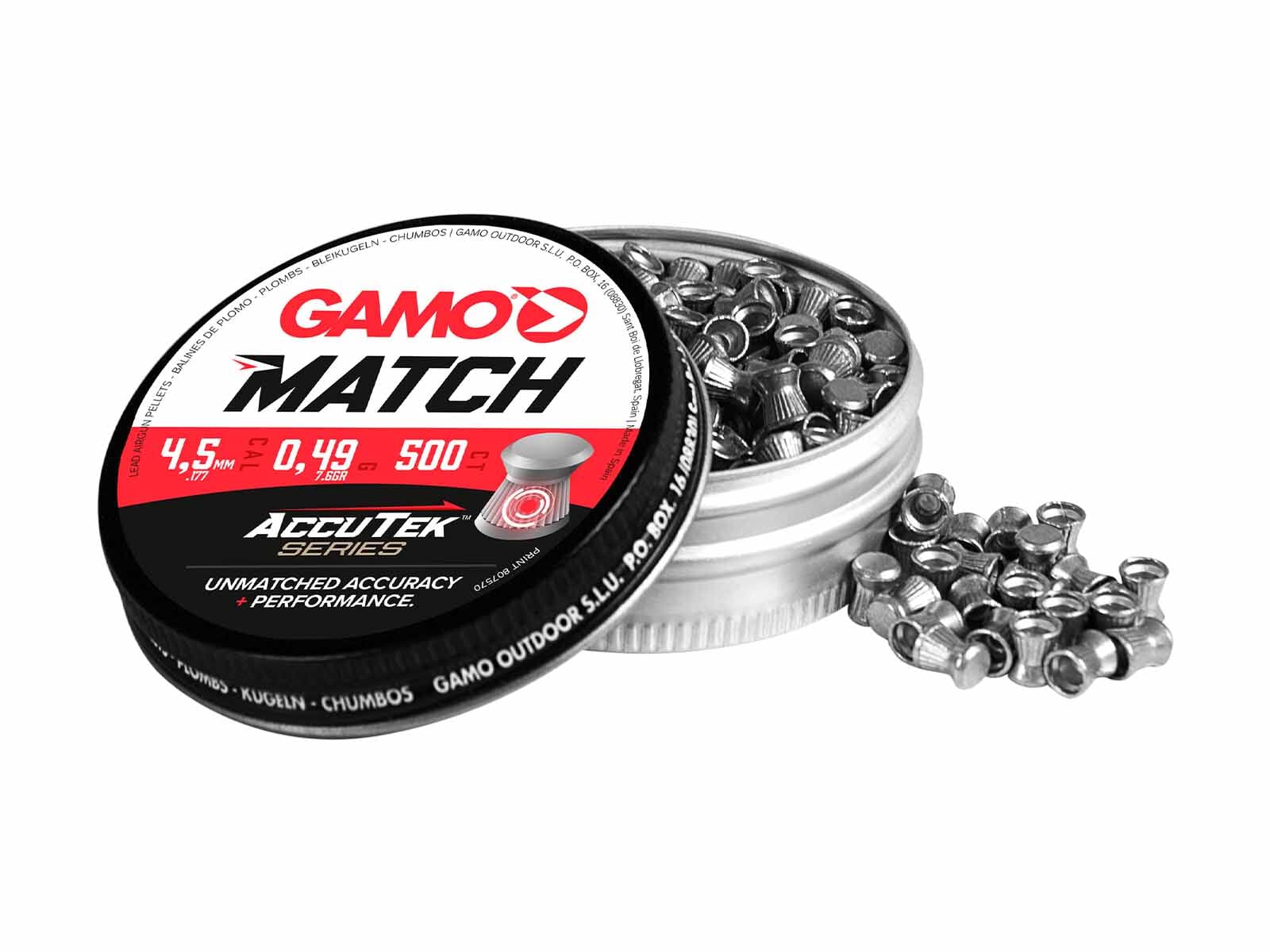 Plombs Gamo Match Accutek – Calibre 4.5 Mm – Boîte De 500 – Neuf